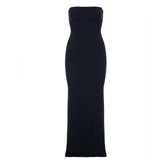 NEW NAKED WARDROBE BLACK 4 WAY STRETCH STRAPLESS FLOOR LENGTH MAXI DRESS - Picture 7 of 9